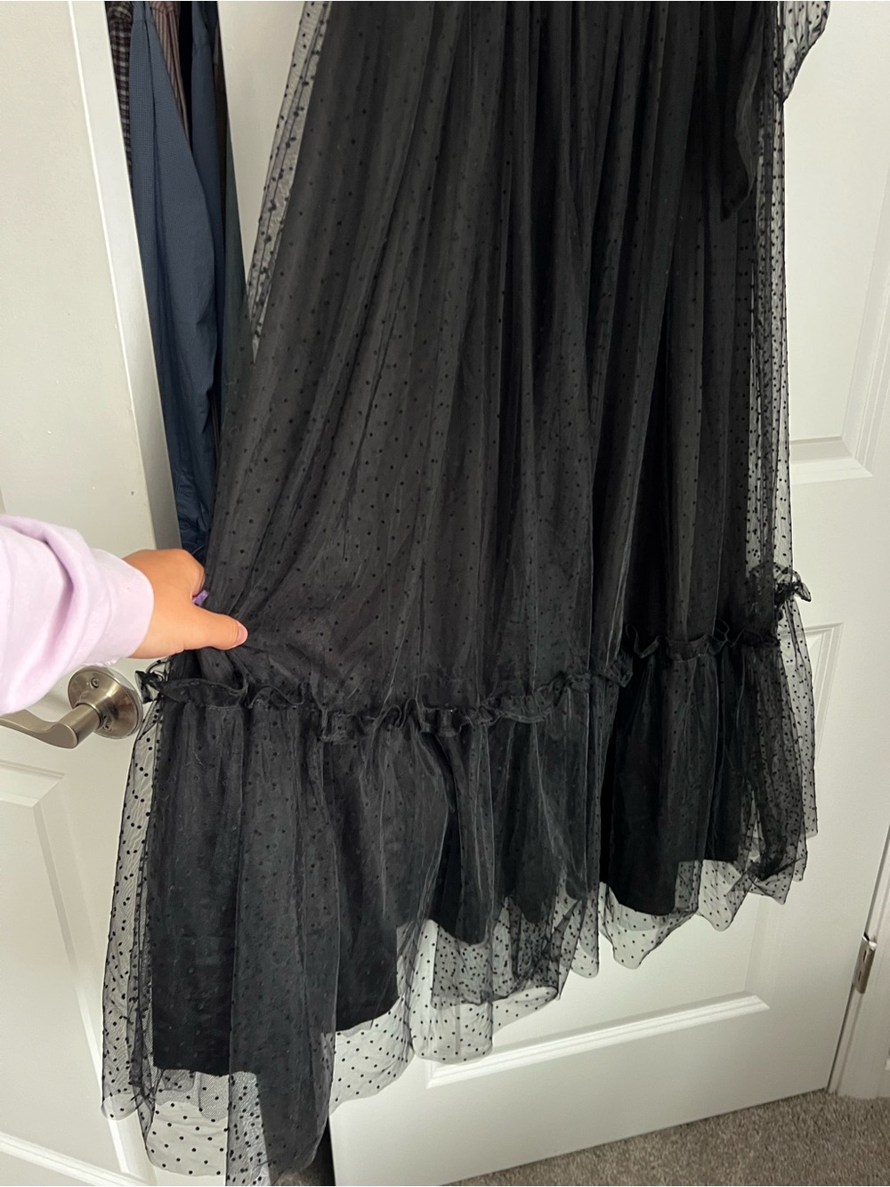 Small Petal & Pup Floret Midi Dress in Black Polka Dot - Picture 6 of 9
